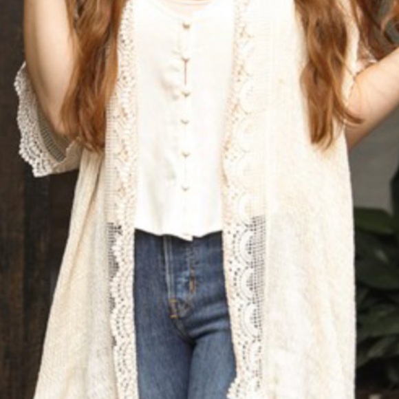 S-XXL🌓Kennedy Crinkle Scallop Lace Edge Kimono - Picture 4 of 7